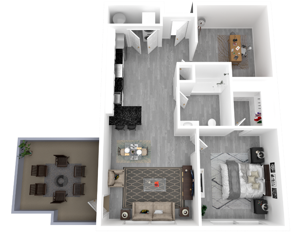 floorplan 3D image for Unit 201